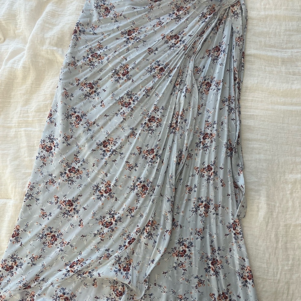 Floral Print Women's Skirt - Blue